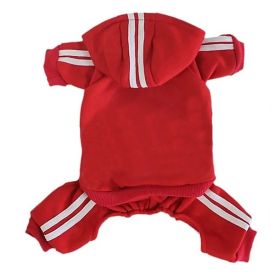 Casual Pet Dog Striped Hoodie Sweatpants Suits (type: RedM)